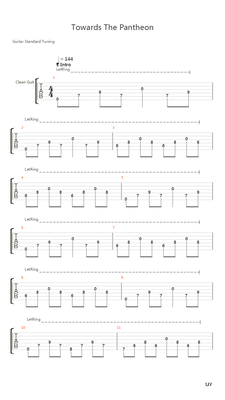 Towards The Pantheon吉他谱