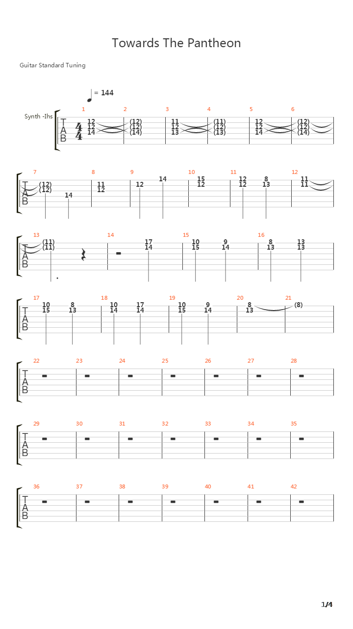 Towards The Pantheon吉他谱