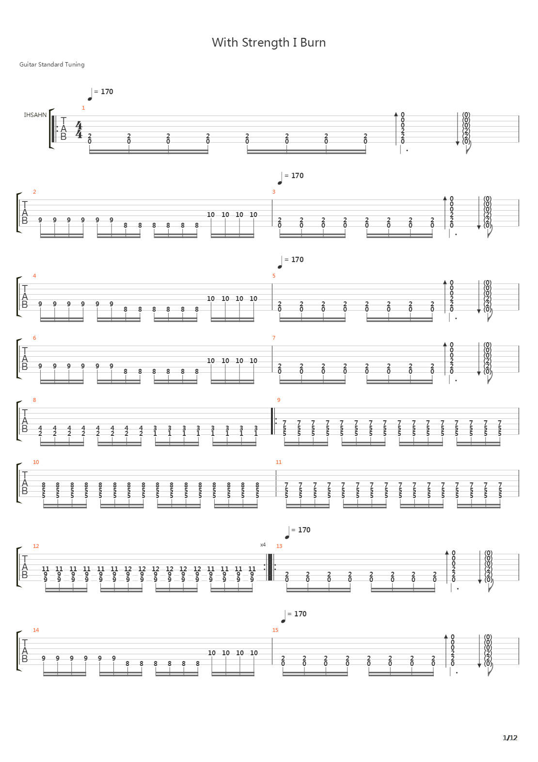 With Strength I Burn吉他谱