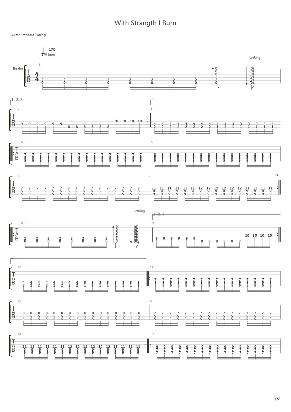 With Strength I Burn吉他谱