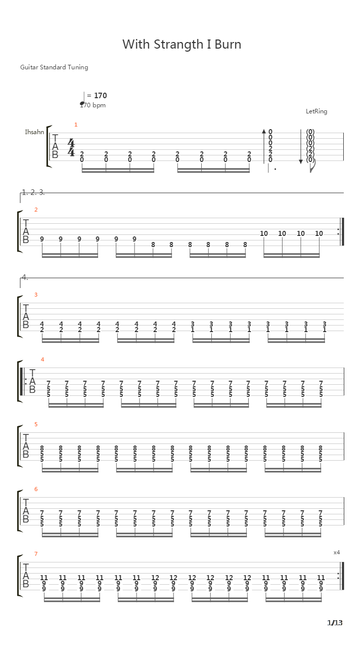With Strength I Burn吉他谱
