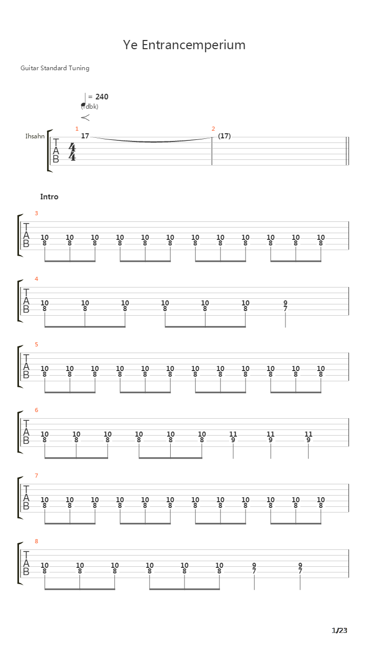 Ye Entranceperium吉他谱