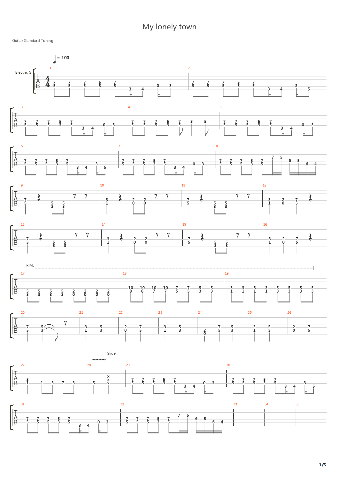 My Lonely Town吉他谱