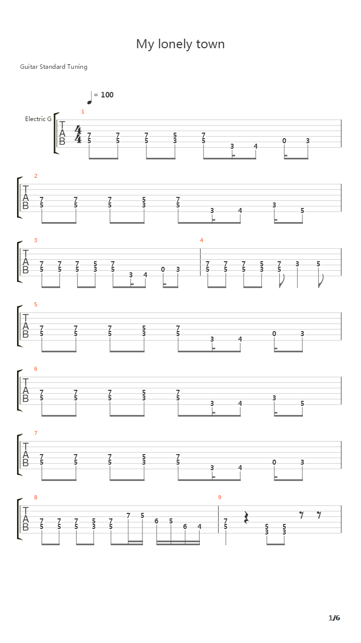 My Lonely Town吉他谱