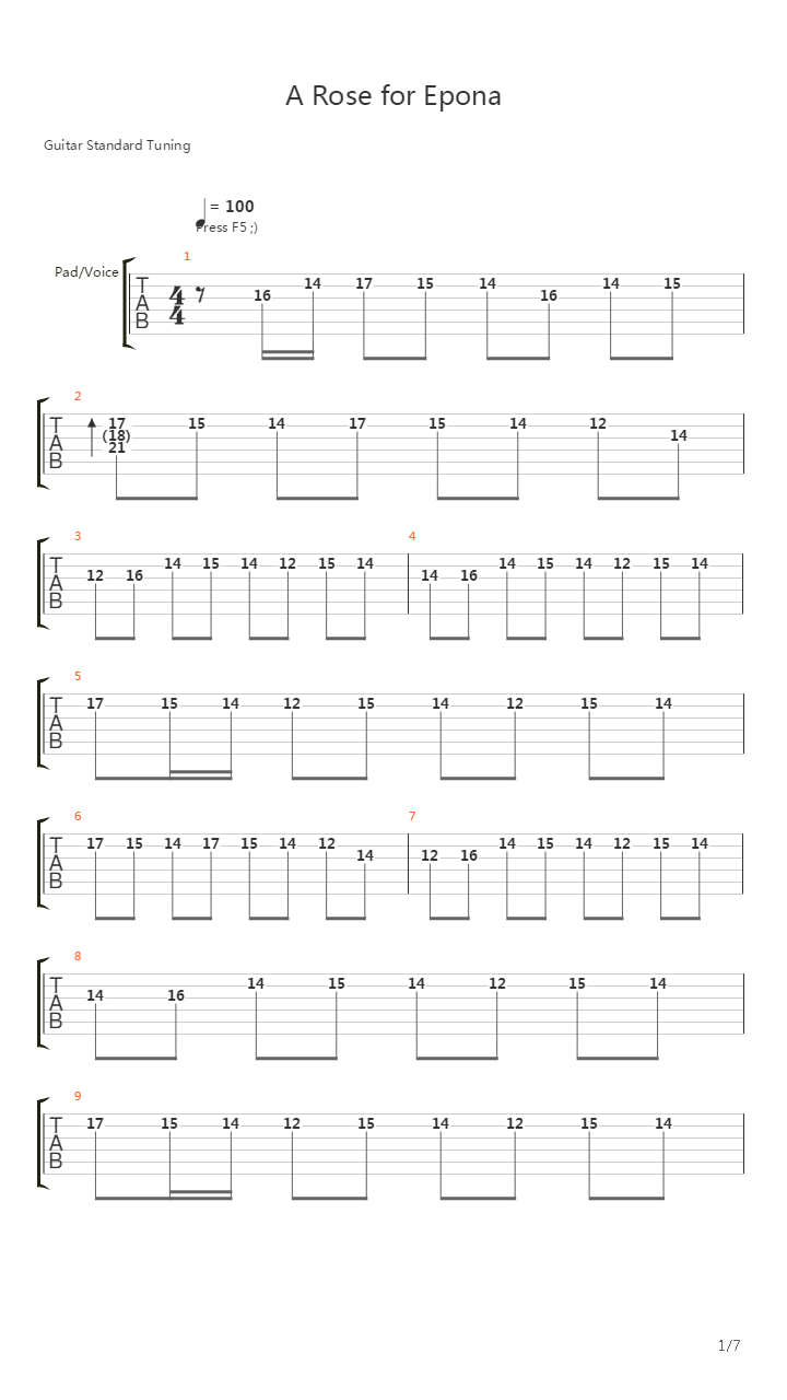 A Rose For Epona吉他谱