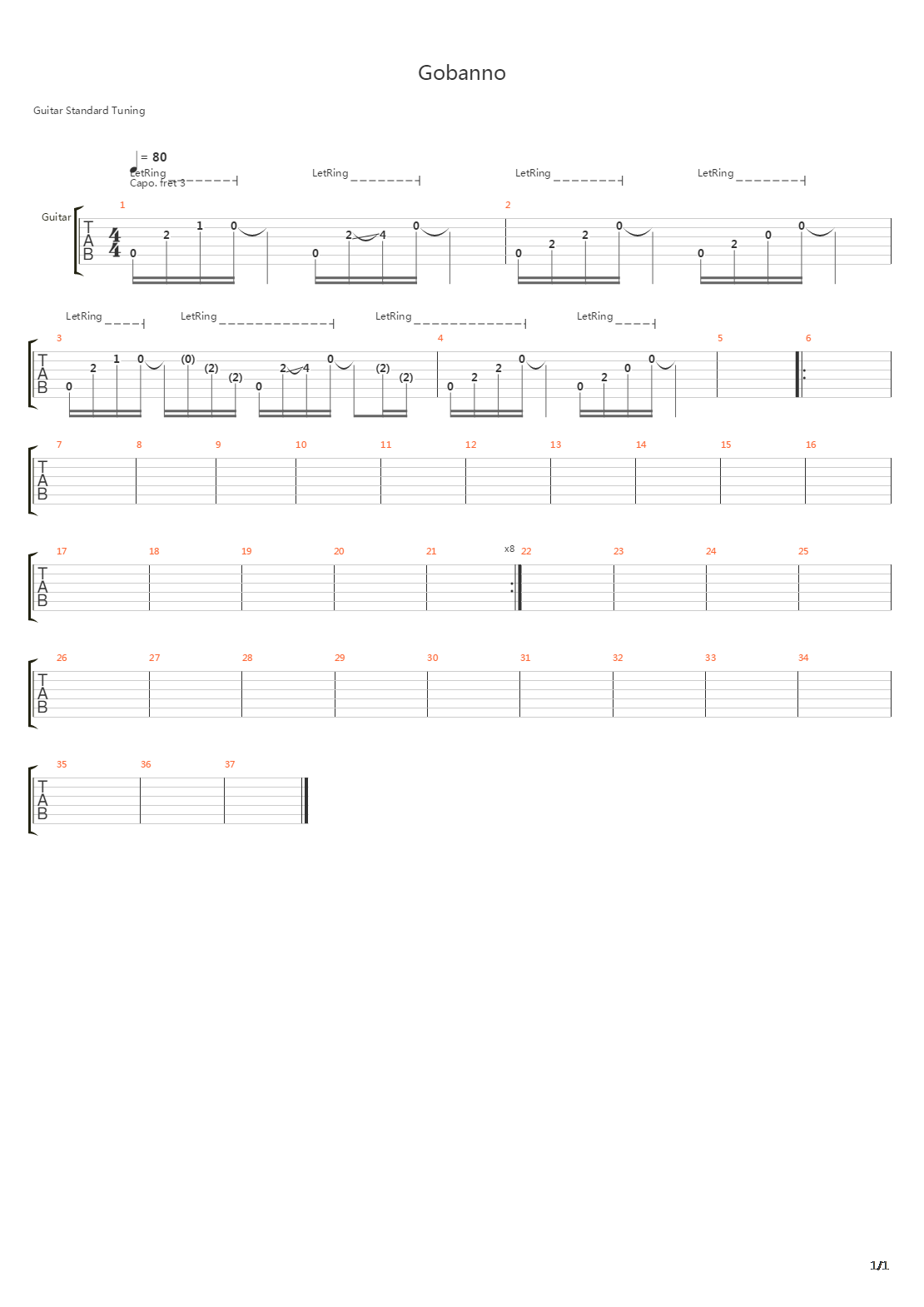 Gobanno吉他谱