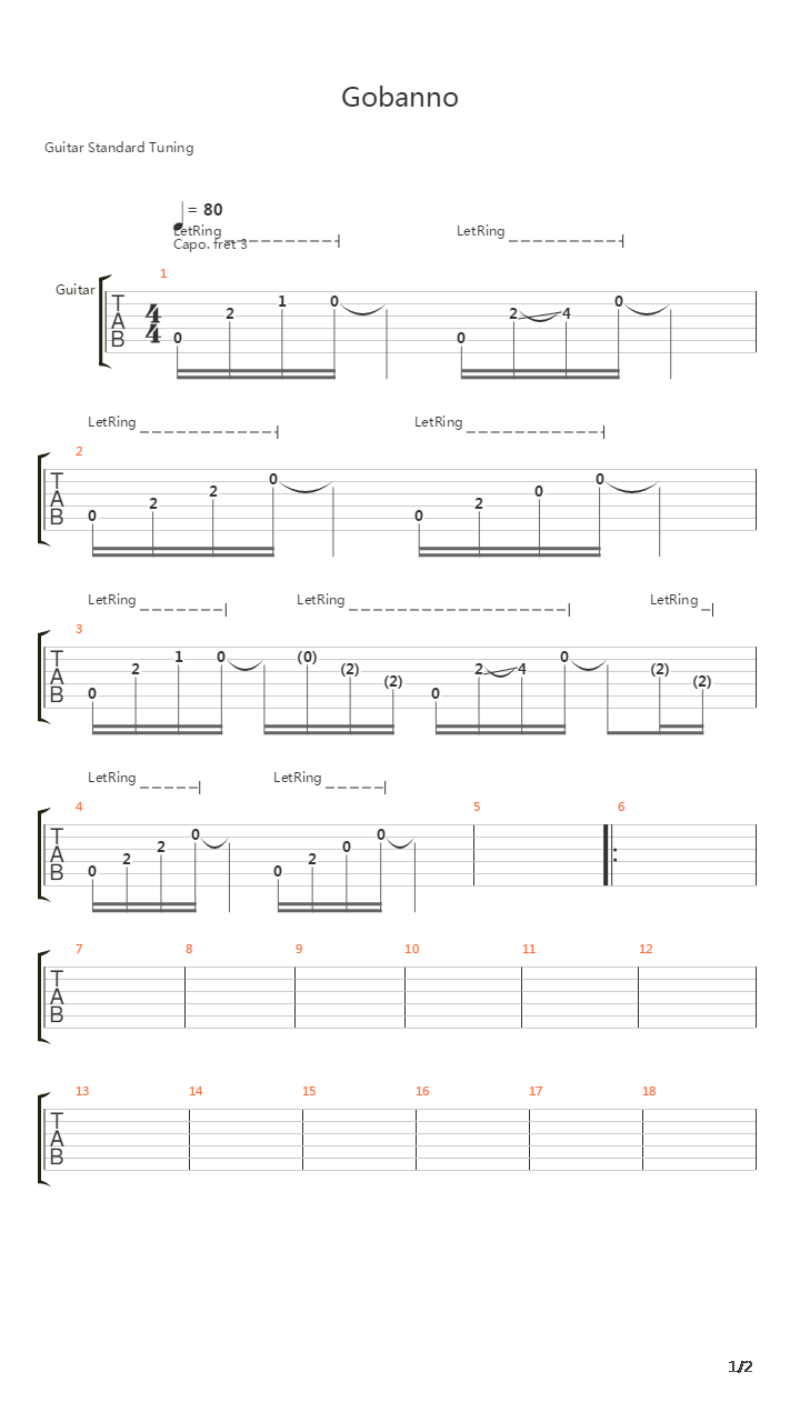 Gobanno吉他谱