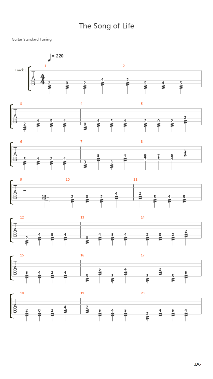 Song Of Life吉他谱