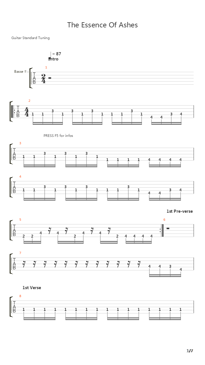 The Essence Of Ashes吉他谱