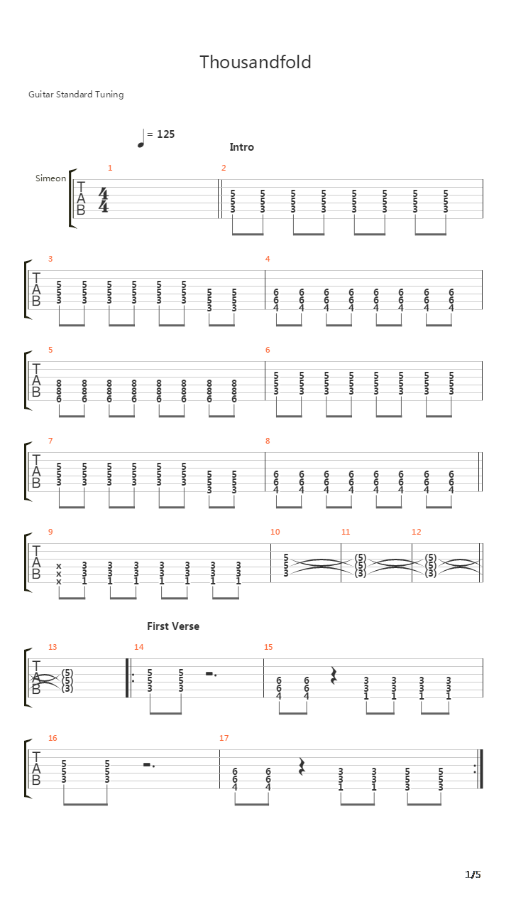 Thousandfold吉他谱