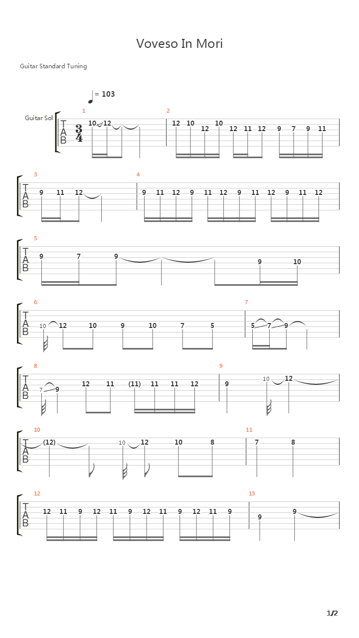 Voveso In Mori吉他谱