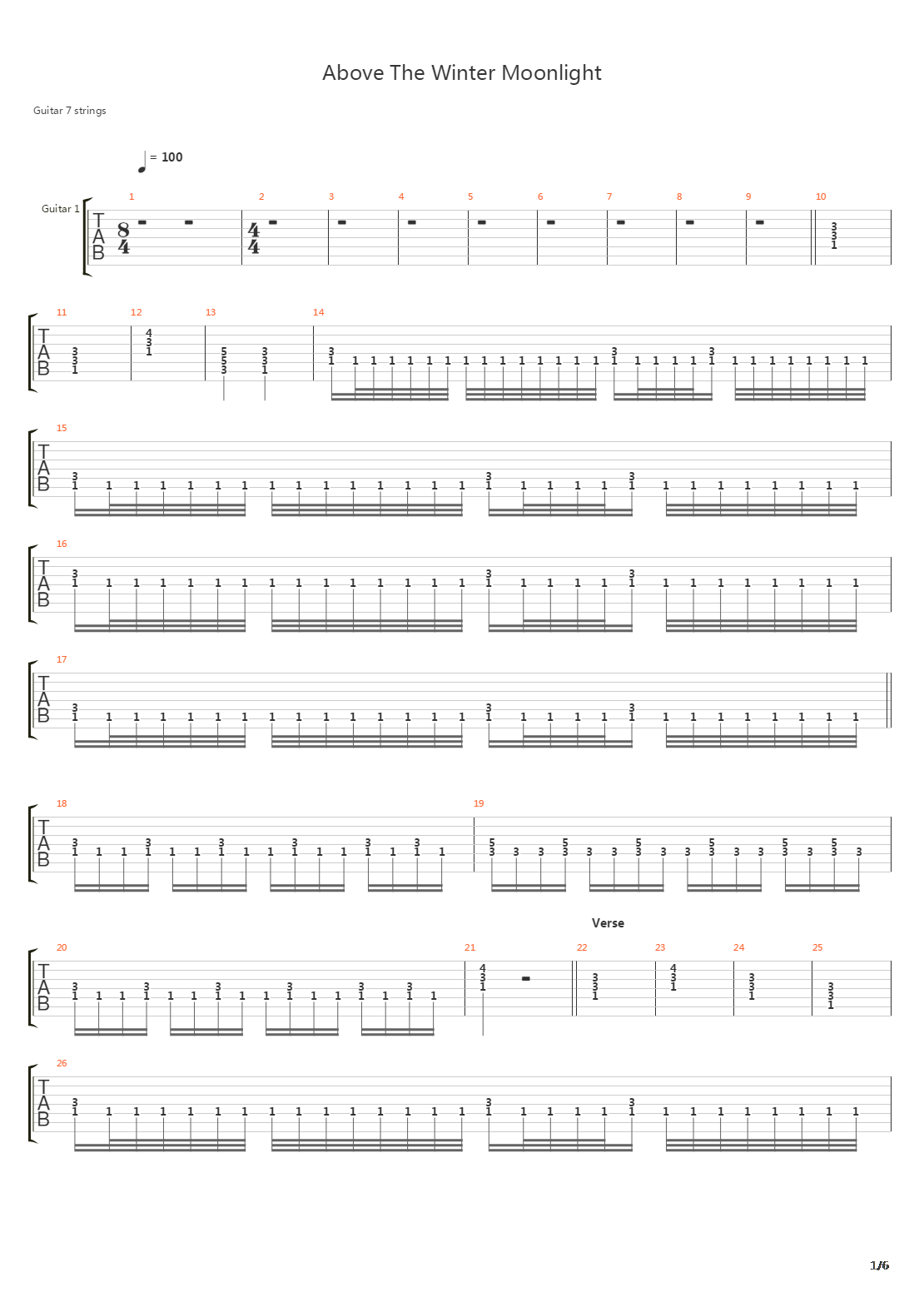 Above The Winter Moonlight吉他谱