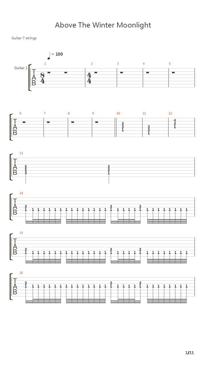 Above The Winter Moonlight吉他谱
