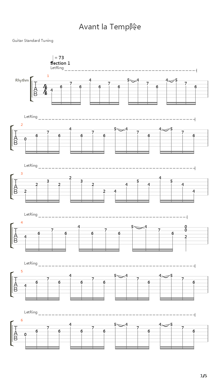 Avant La Tempete吉他谱
