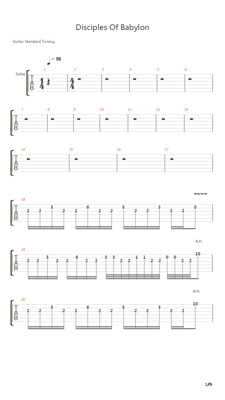 Disciples Of Babylon吉他谱