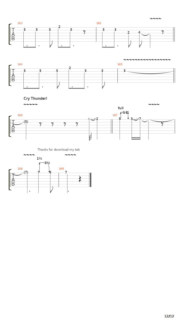 Cry Thunder吉他谱