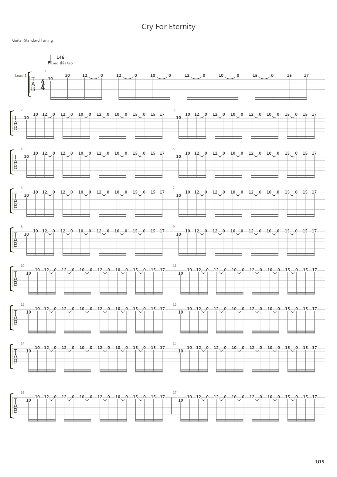 Cry For Eternity吉他谱