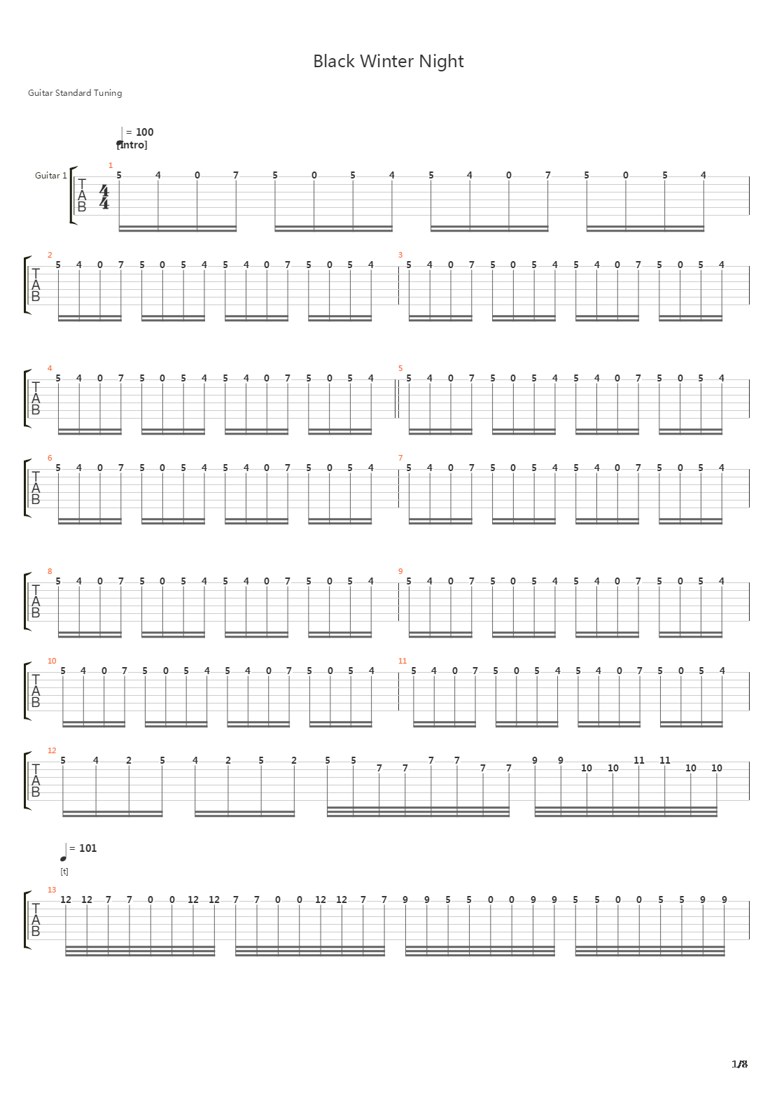 Black Winter Night吉他谱