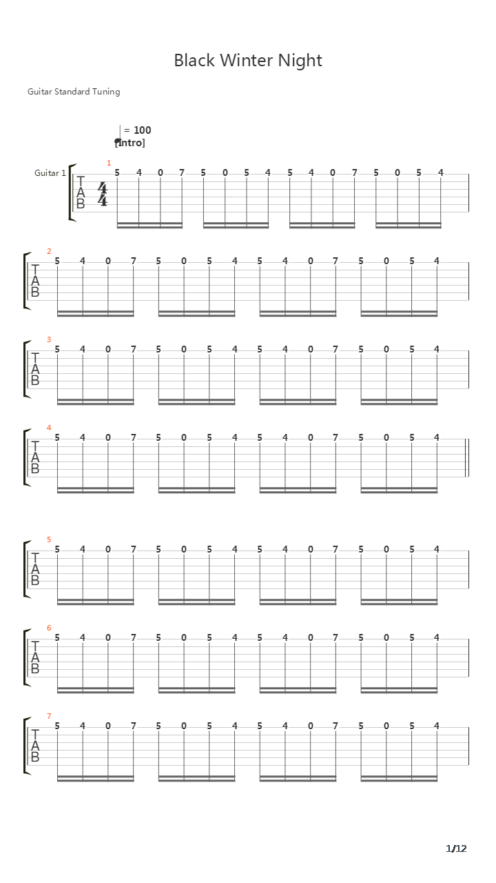 Black Winter Night吉他谱