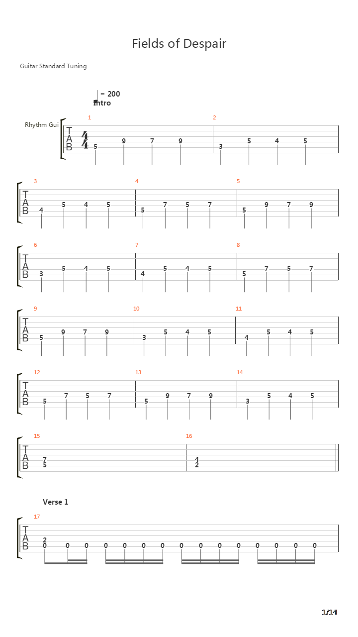 Fields Of Dispair吉他谱