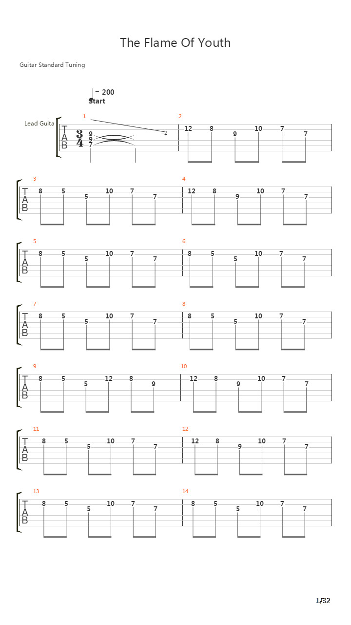 Flame Of Youth吉他谱