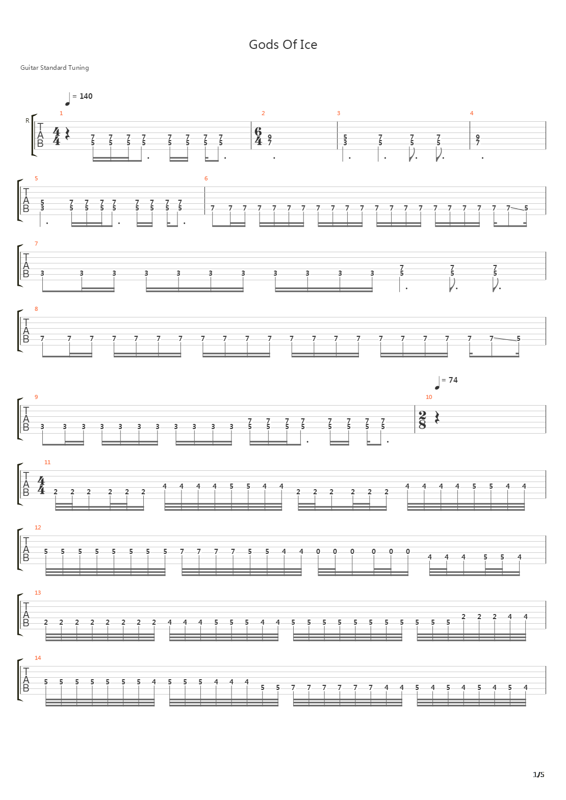 Gods Of Ice吉他谱