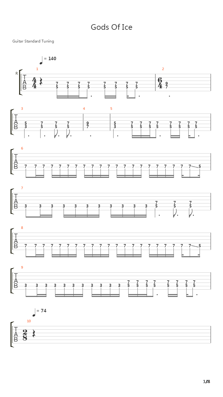 Gods Of Ice吉他谱