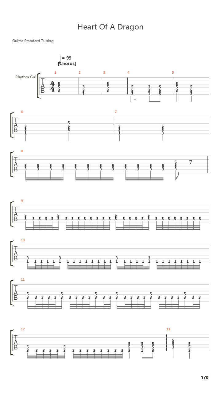 Heart Of A Dragon吉他谱