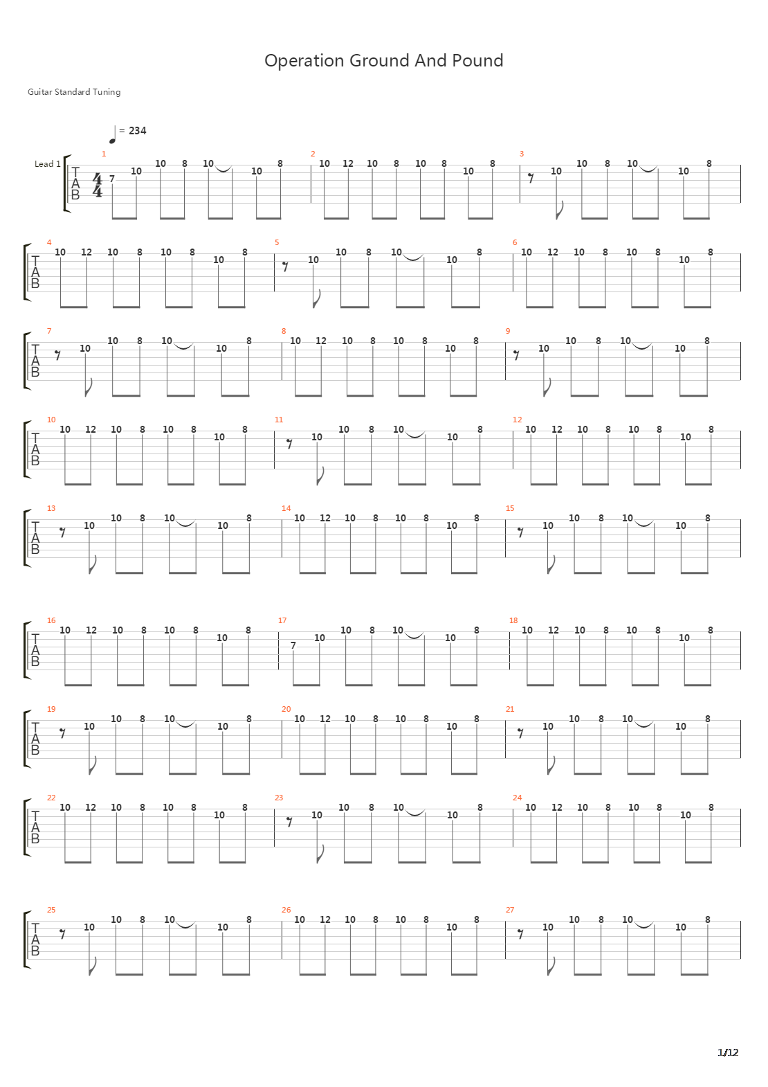 Operation Ground And Pound吉他谱