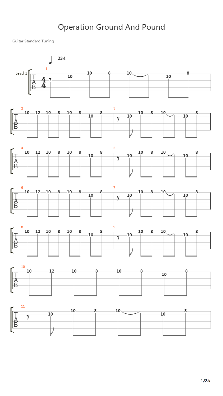 Operation Ground And Pound吉他谱