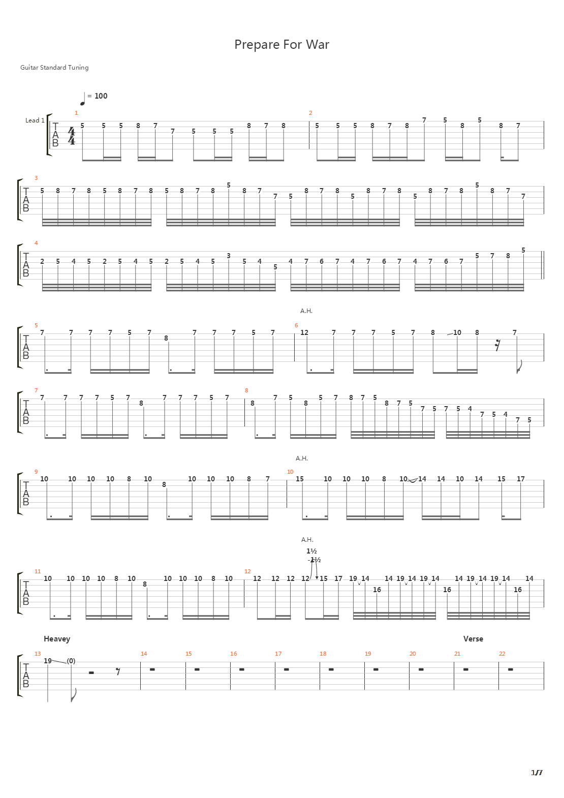 Prepare For War吉他谱