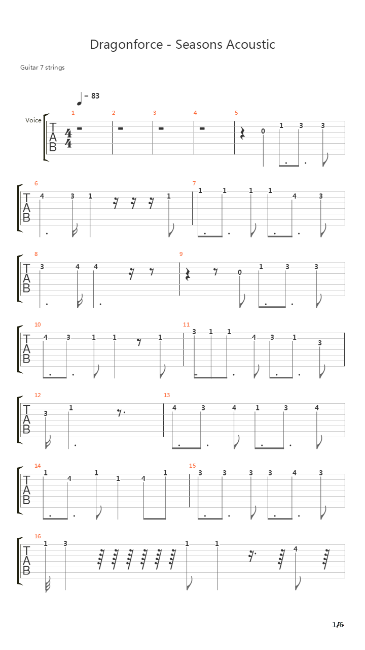 Seasons吉他谱