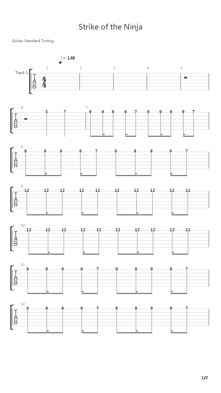 Strike Of The Ninja吉他谱