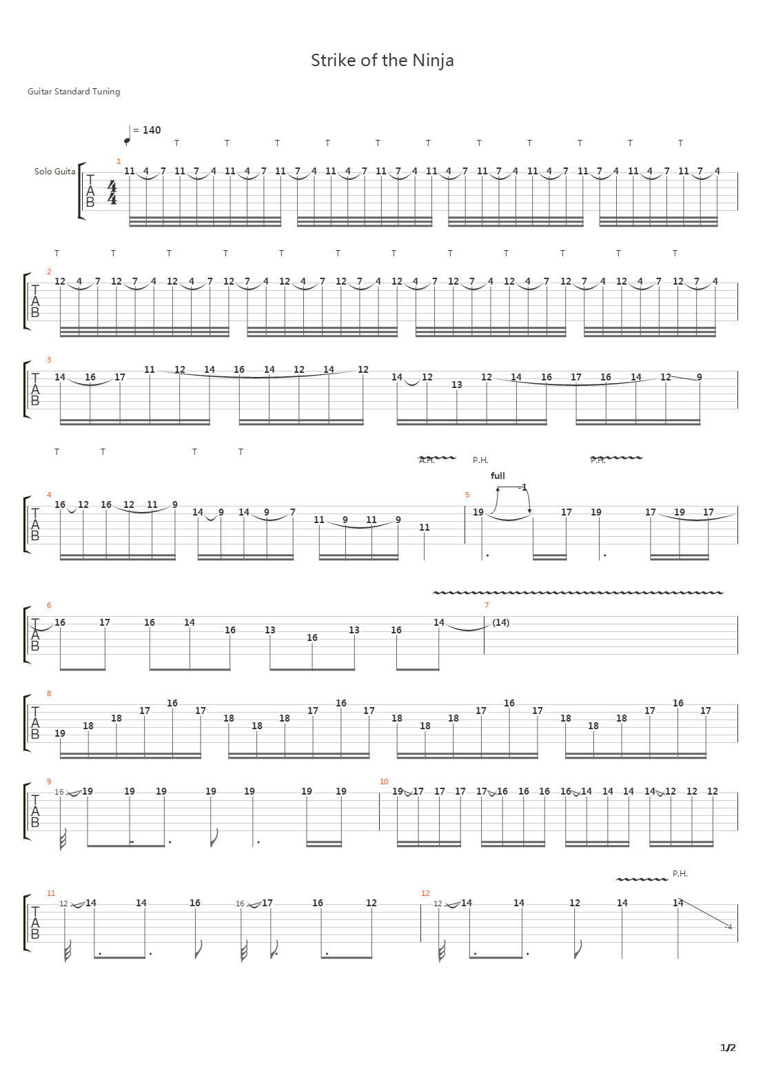 Strike Of The Ninja吉他谱