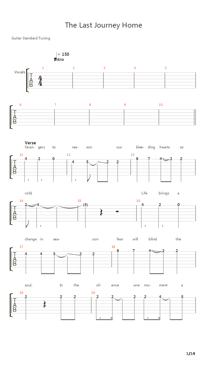 The Last Journey Home吉他谱
