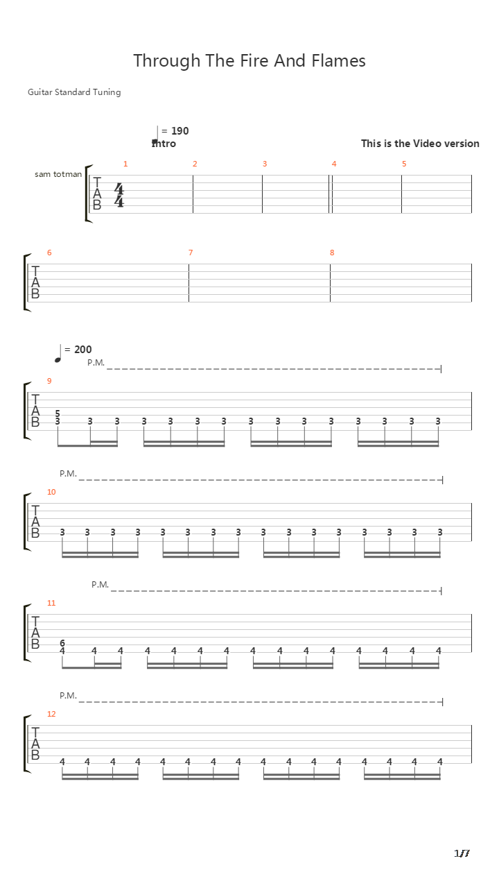 Through The Fire And Flames吉他谱