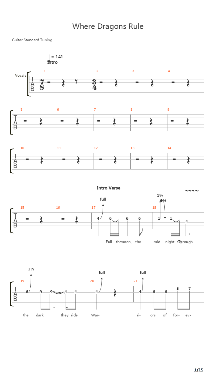 Where Dragons Rule吉他谱