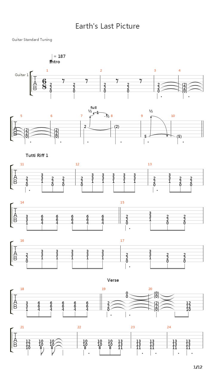 Earths Last Picture吉他谱