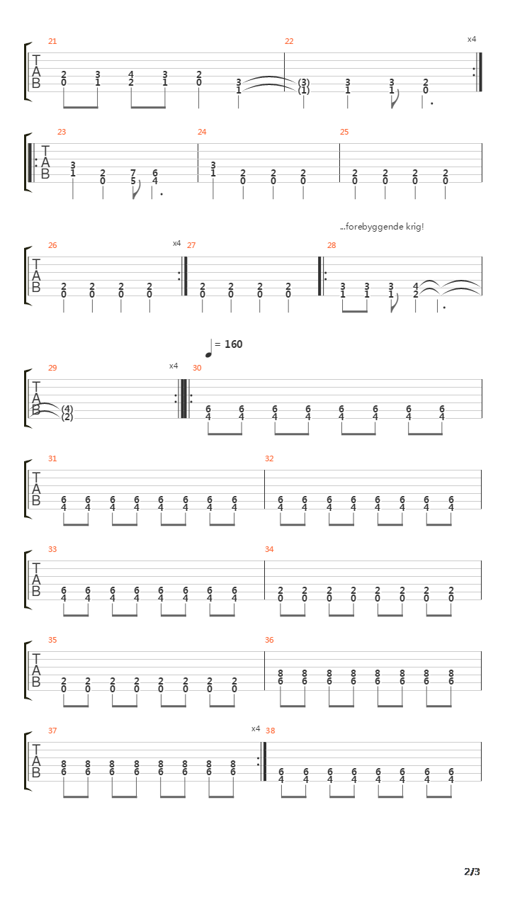 Forebyggende Krig吉他谱