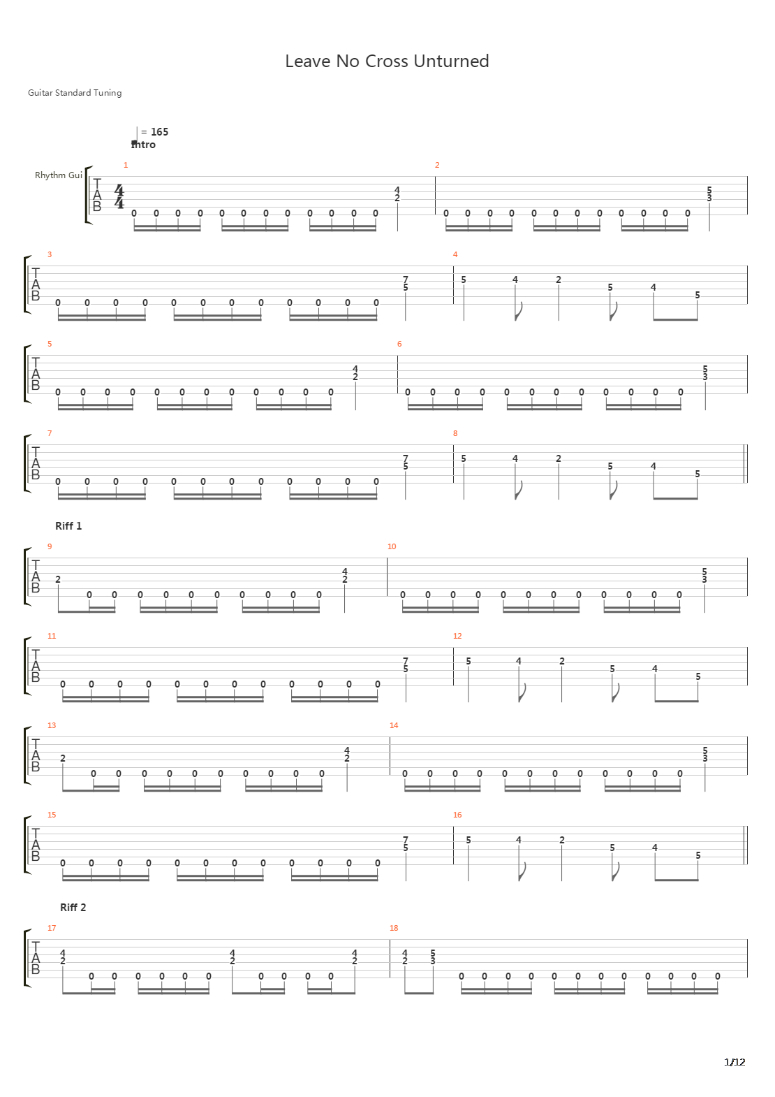Leave No Cross Unturned吉他谱