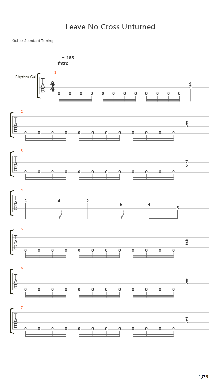 Leave No Cross Unturned吉他谱