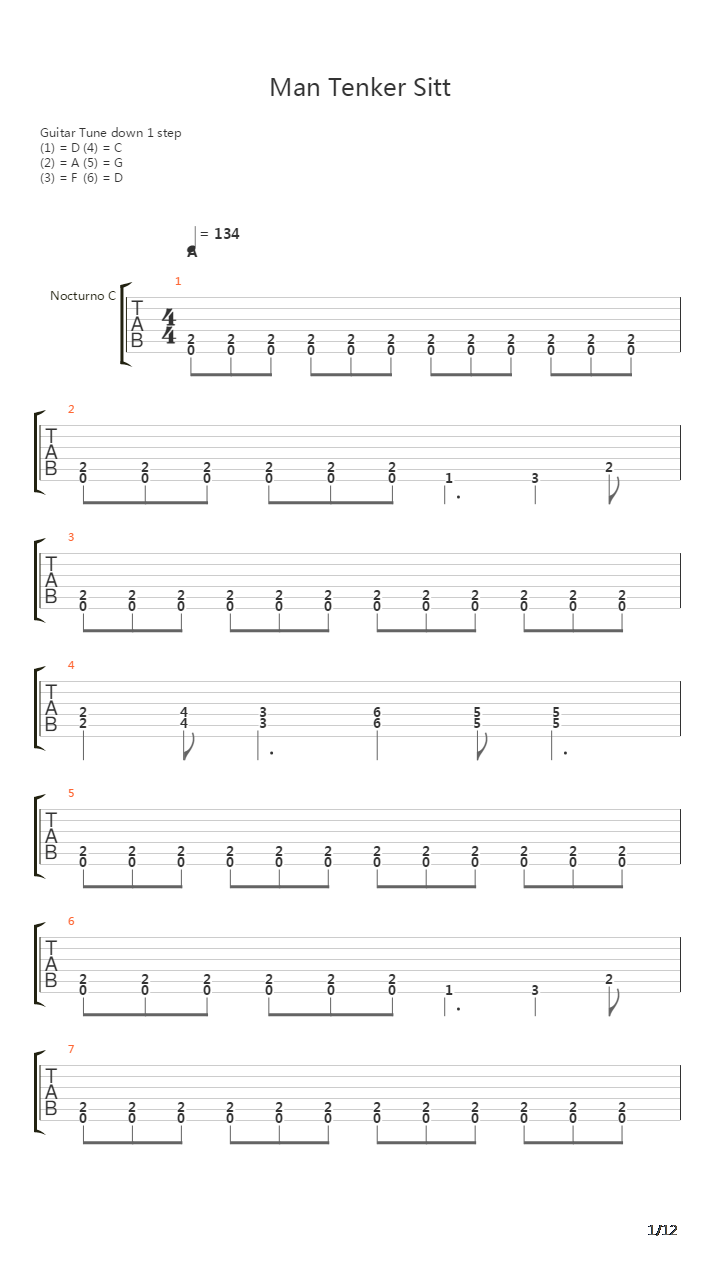 Man Tenker Sitt吉他谱