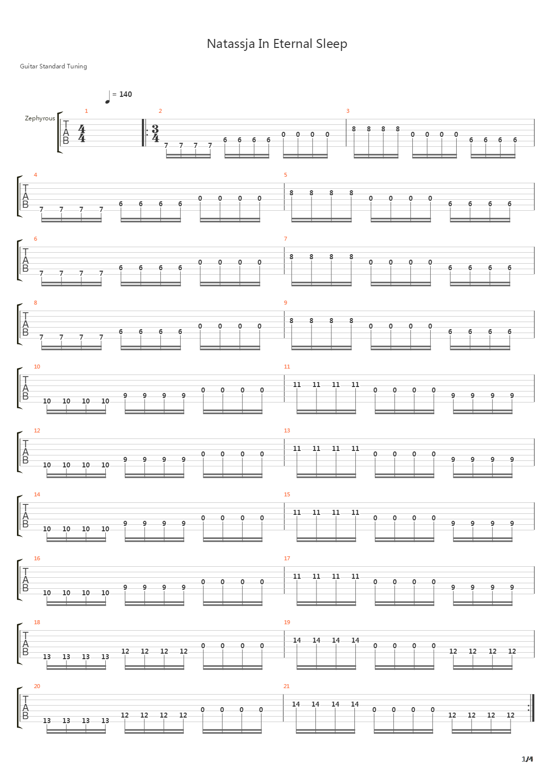 Natassja In Eternal Sleep吉他谱