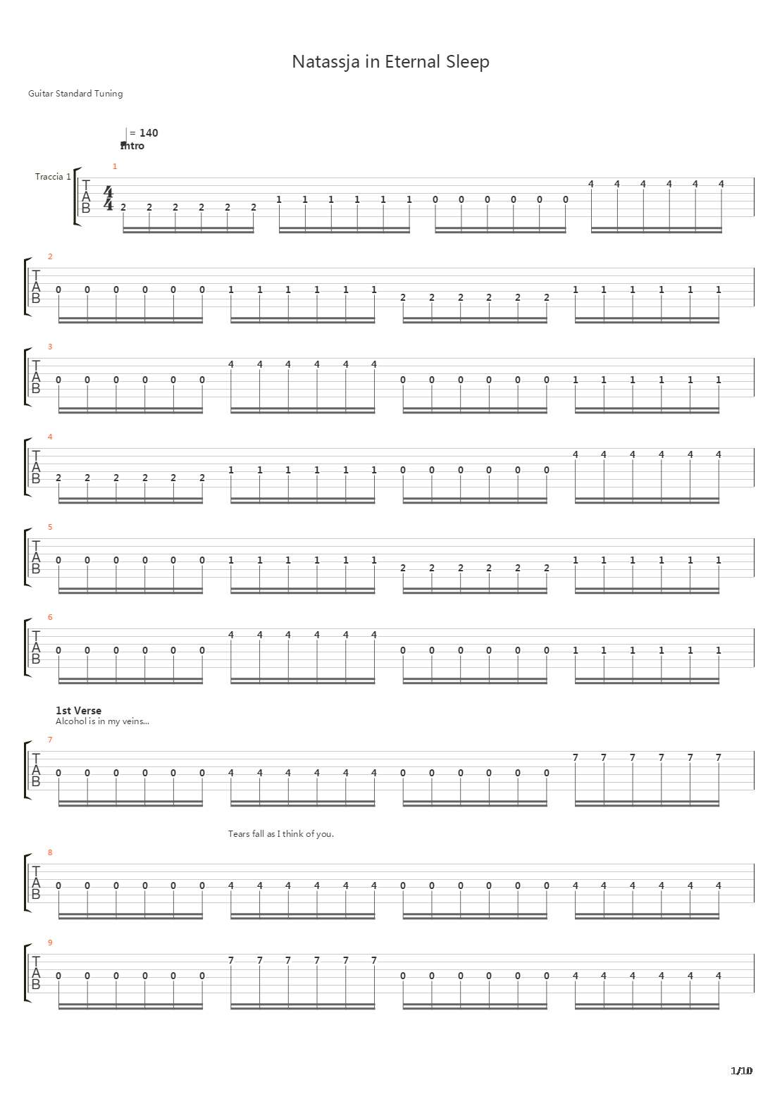 Natassja In Eternal Sleep吉他谱