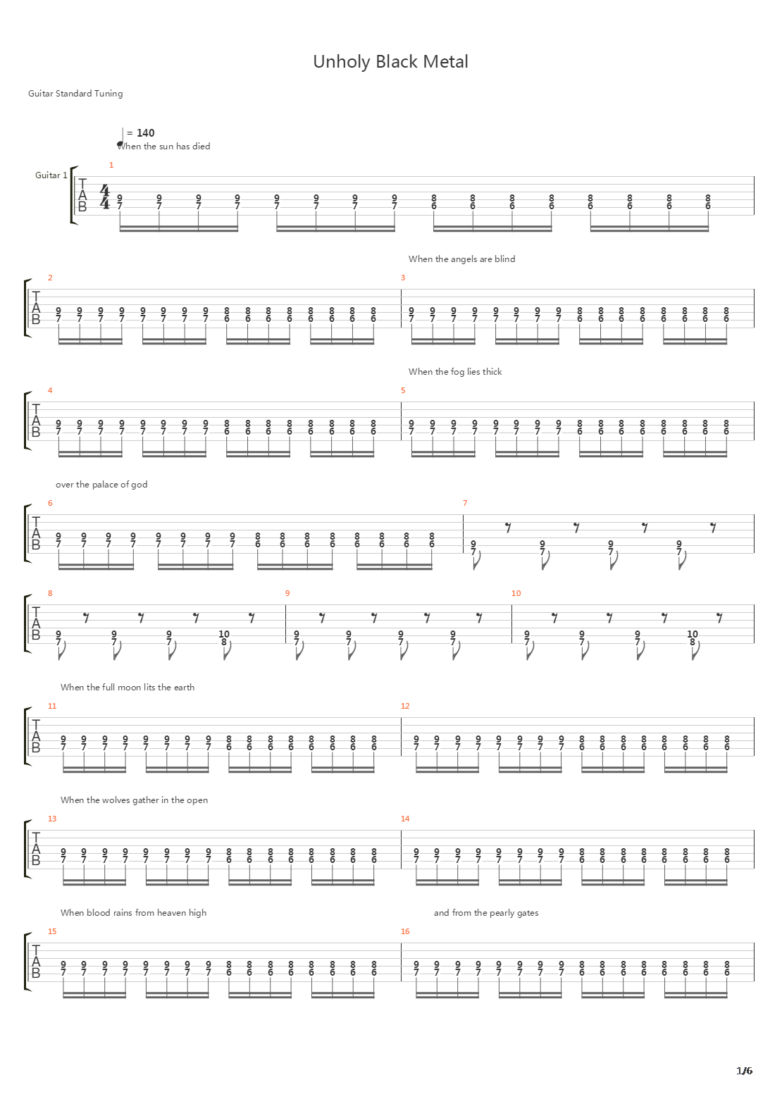 Unholy Black Metal吉他谱