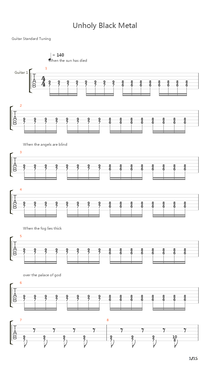 Unholy Black Metal吉他谱
