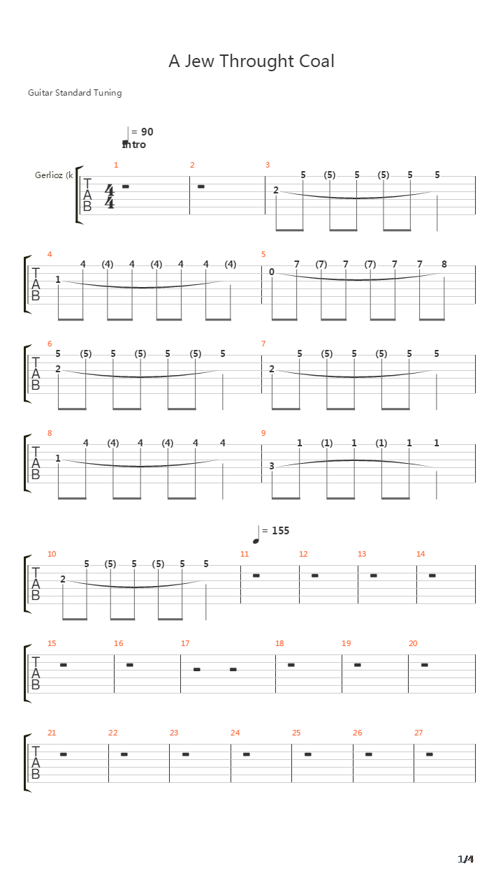 A Jew Traced Through Coal吉他谱