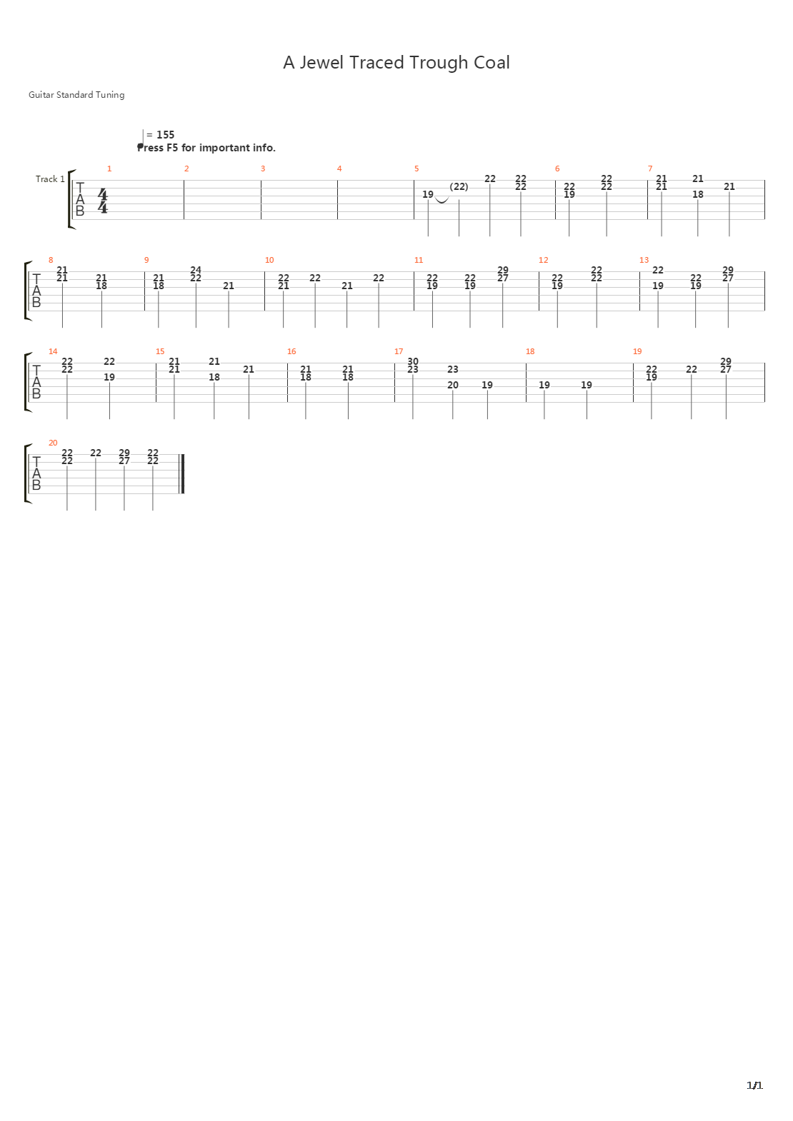 A Jewel Traced Through Coal吉他谱