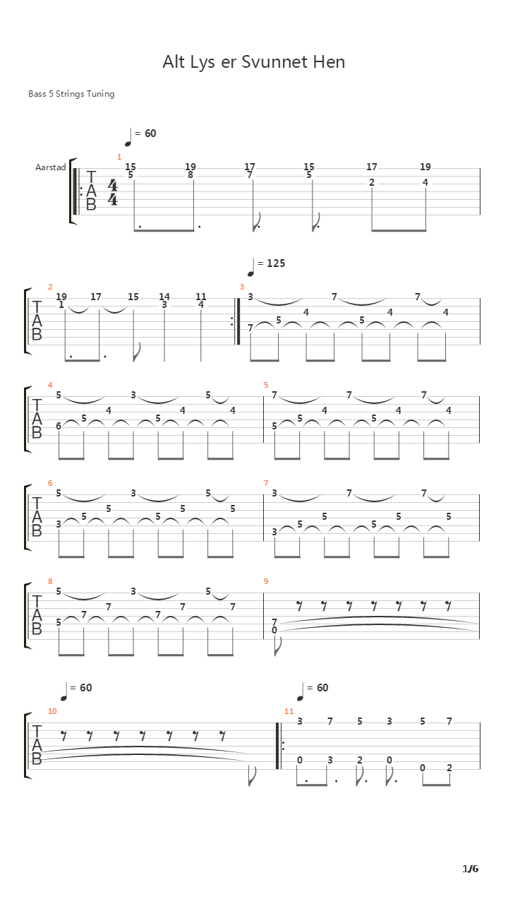 Alt Lys Er Svunnet Hen吉他谱