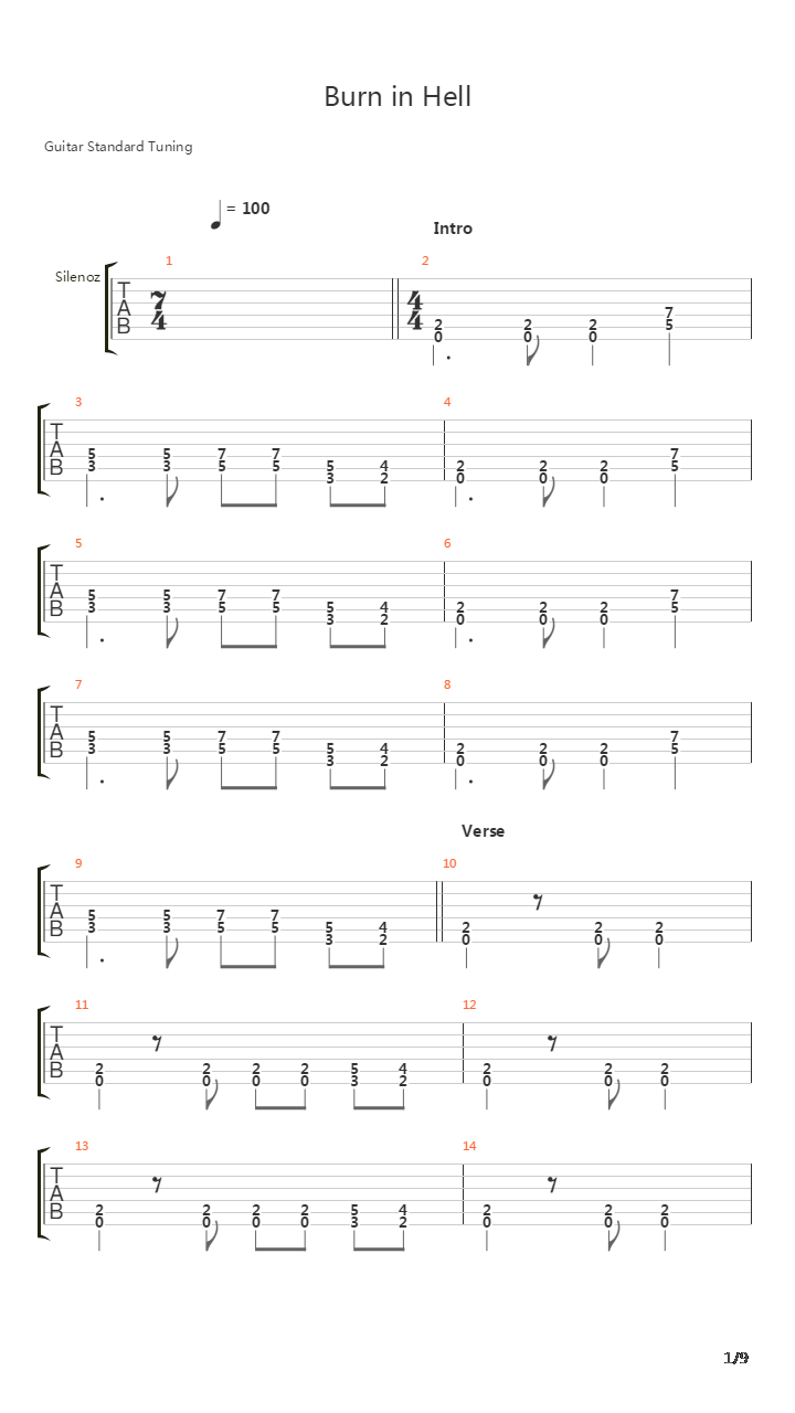 Burn In Hell吉他谱